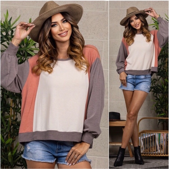 LAST ONE: USA Made women’s fall trendy cozy comfy long sleeve top - Picture 2 of 2